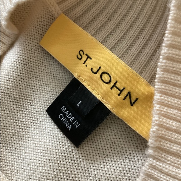St. John Cream and Salmon Sze L Sweater. - Picture 6 of 7